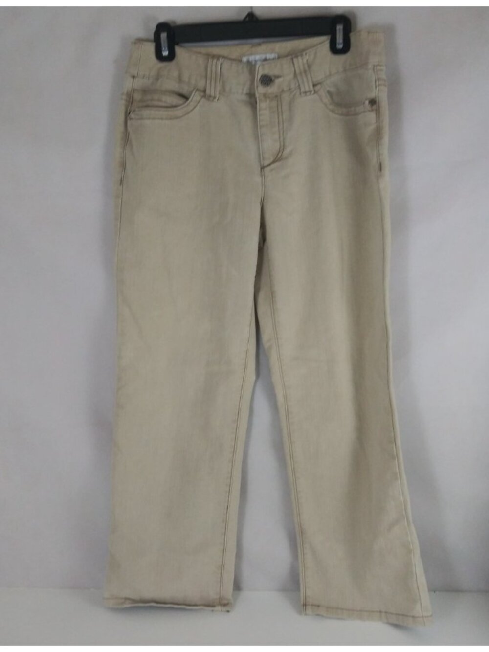 Christopher & Banks Light Tan Embroidered Pocket Bootcut Jeans Size 6 Short